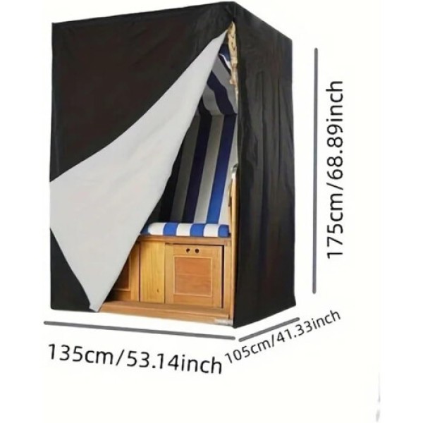 Penutup Ayunan Luar Ruangan 2 Dudukan, Penutup Bangku Patio, 53,14 x 41,33 x 68,89 Inci, Hitam